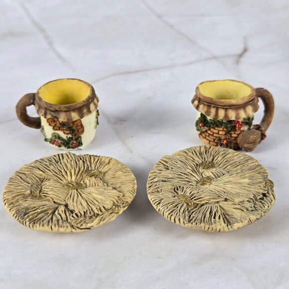 Resin Country Cottage Frog Prince Lily Pad Miniature Tea Set 10 Pieces - Picture 10 of 12